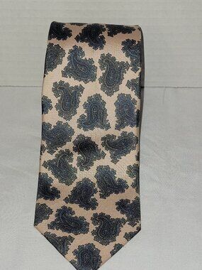 Saint Honore 100% Silk Paisley Beige Blue Hand Made in Spainmade Men's Tie Paris